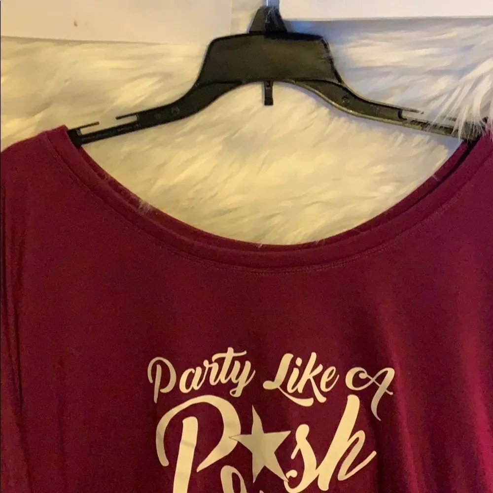 POSH Party Top Long Sleeve Loose Henley Loose Fit - Picture 3 of 5